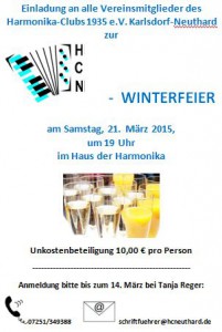 Einladung Winterfeier 2015