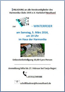 Einladung Winterfeier 2016